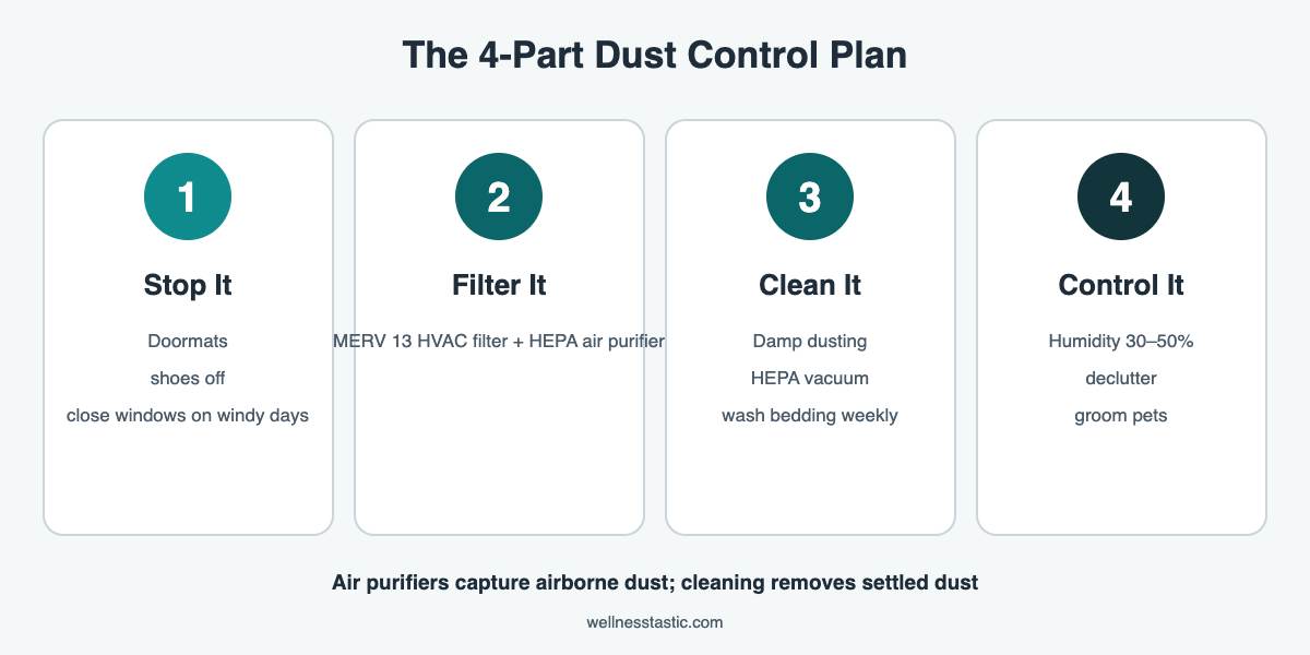 How to reduce dust at home with an air purifier HVAC filter and cleaning